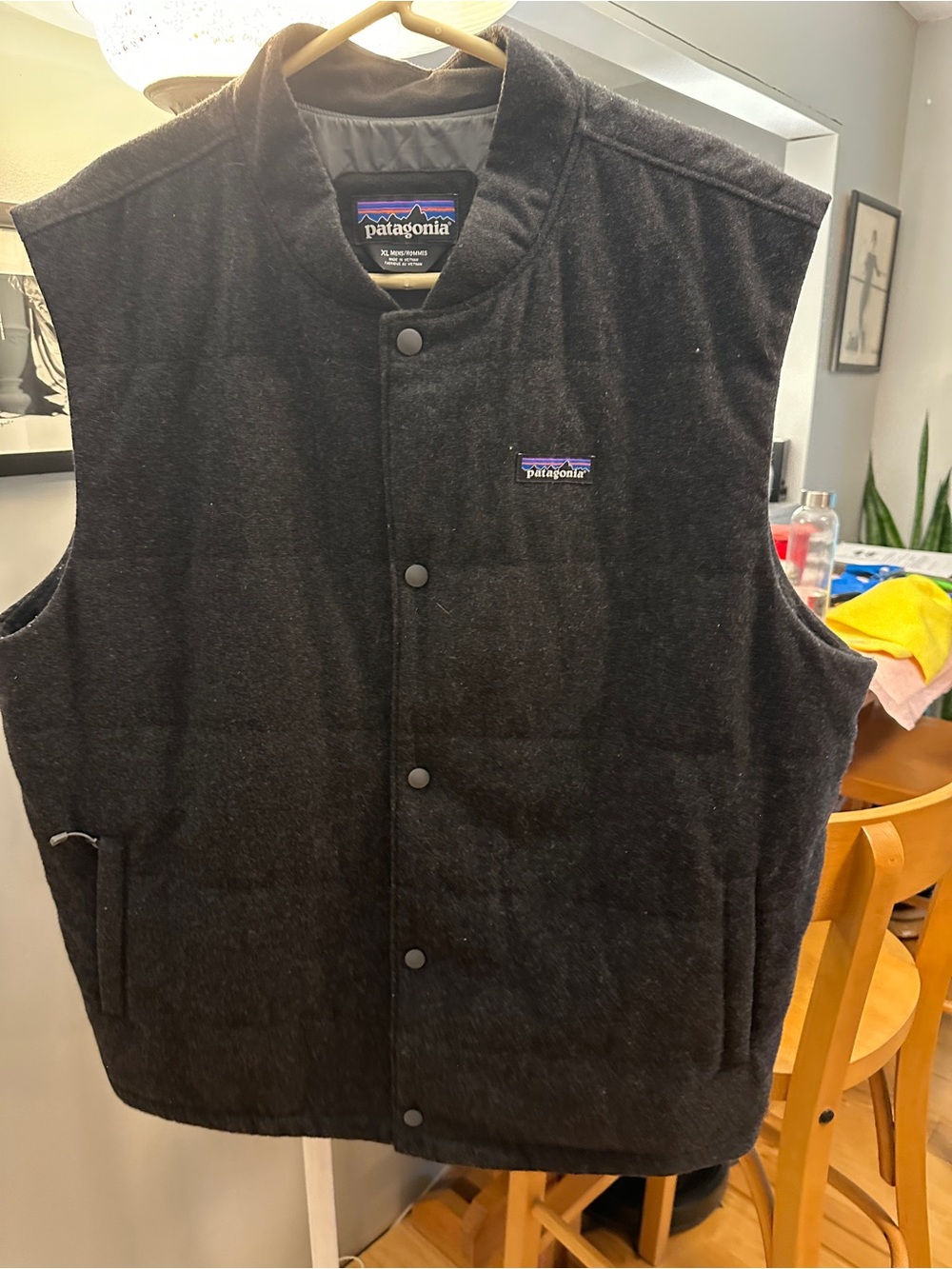 Patagonia Men’s Charcoal Black Snap-Front Quilted Vest
